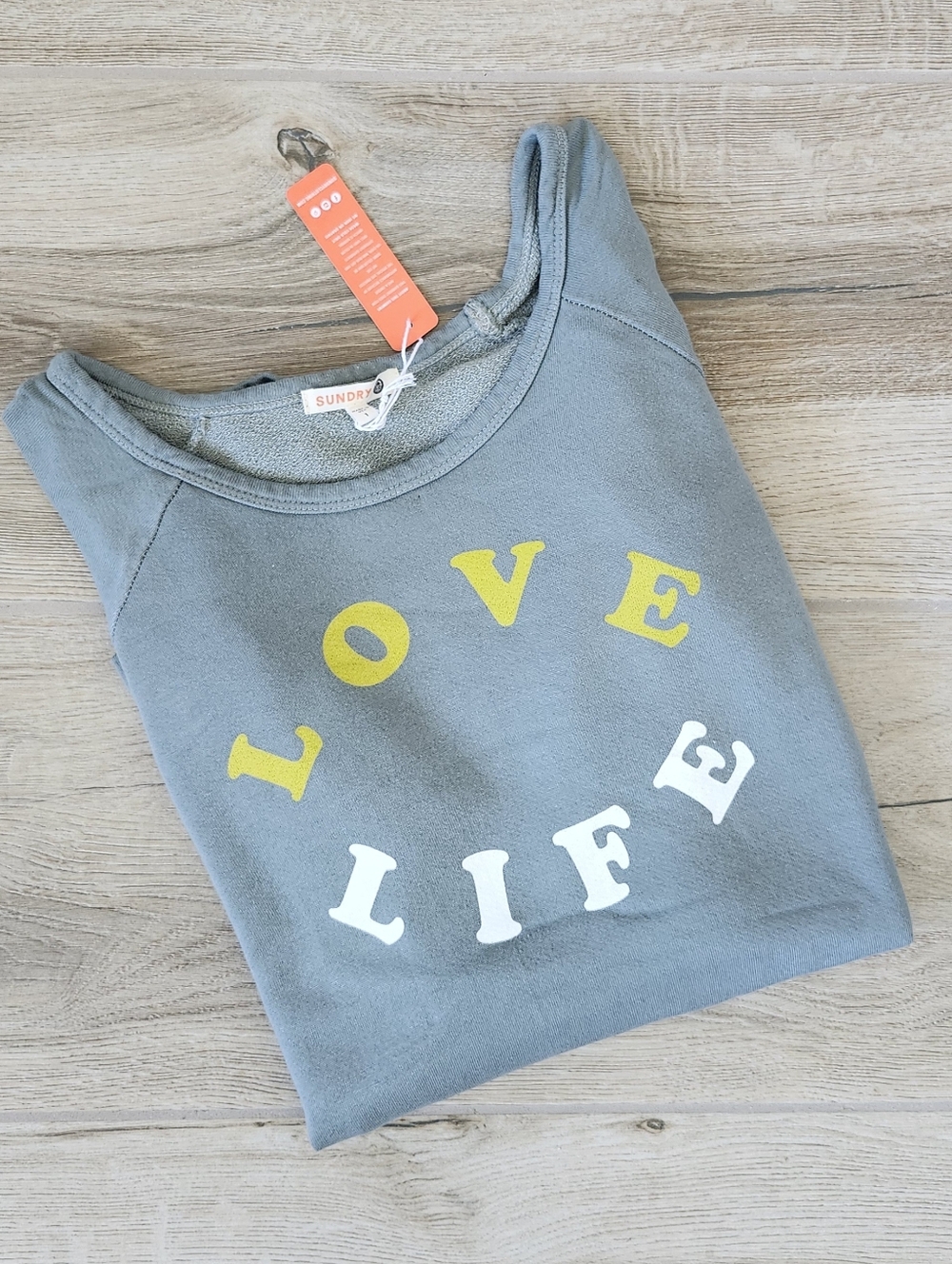Sundry By Anthropologie Green Love Life Sweatshirt Size (1) SM/M